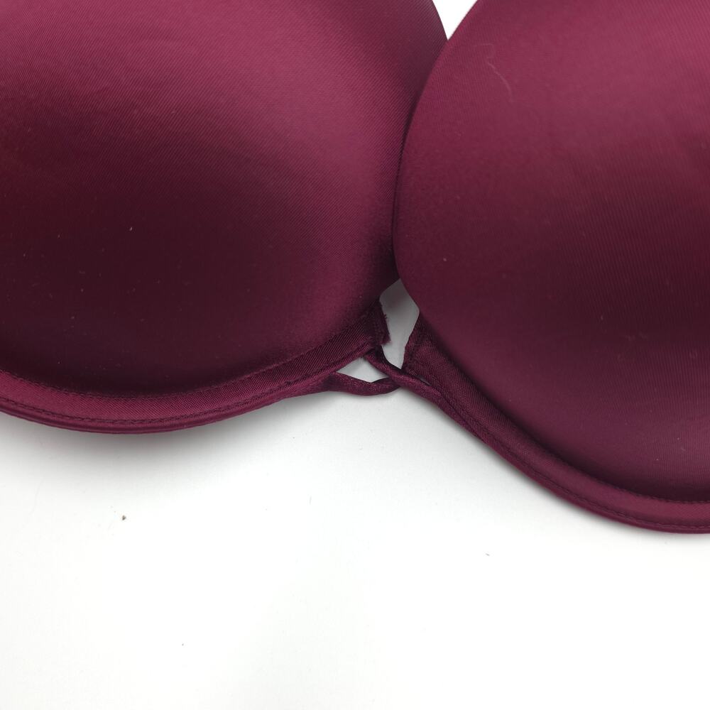 Victoria's Secret Bombshell Logo Shine Strap Add-2-Cups Push-Up Bra in Wine 36C - Picture 4 of 9